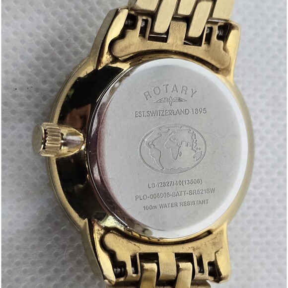 Women\'s Rotary Classic Round Date Gold Tone Link Bracelet Watch LB42827/40 12